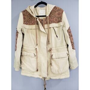 Free‎ People Crafted Cloth Tapestry Parka Anorak Jacket Studded Utility Western